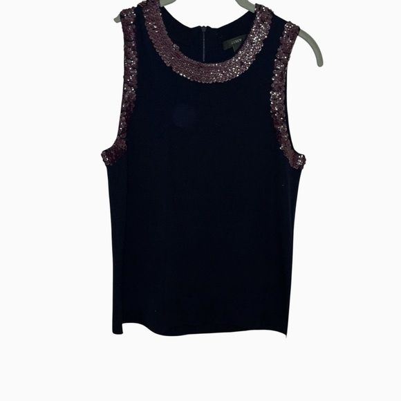 J. Crew black merino wool beaded sweater tank top XS like new - Picture 1 of 4